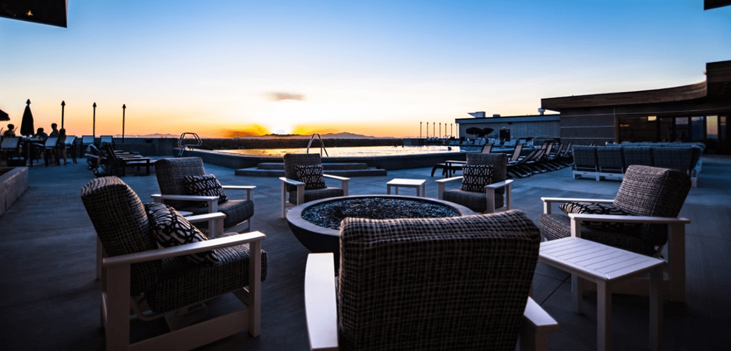 Rooftop fireplace area