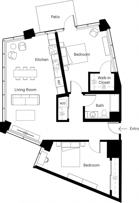 a floor plan of a house with a bedroom and a living room