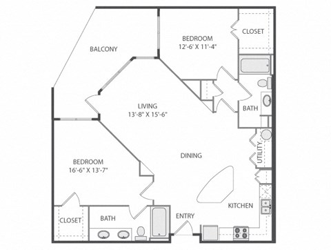 a floor plan of a 1 bedroom apartment