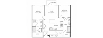 a floor plan of a 1 bedroom apartment