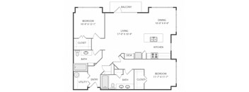 a floor plan of a bedroom apartment