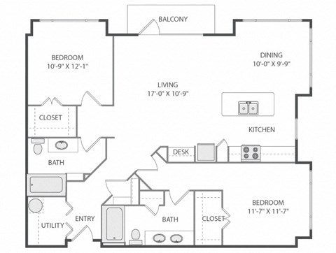 a floor plan of a bedroom apartment