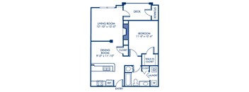 a floor plan of a two bedroom apartment with a living room and a dining room with a