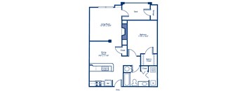 a floor plan of a 1 bedroom apartment with 1 bath