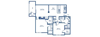a floor plan of a two bedroom apartment with a den and a bathroom