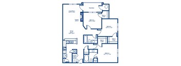 a floor plan of a home with two bedrooms and two bathrooms
