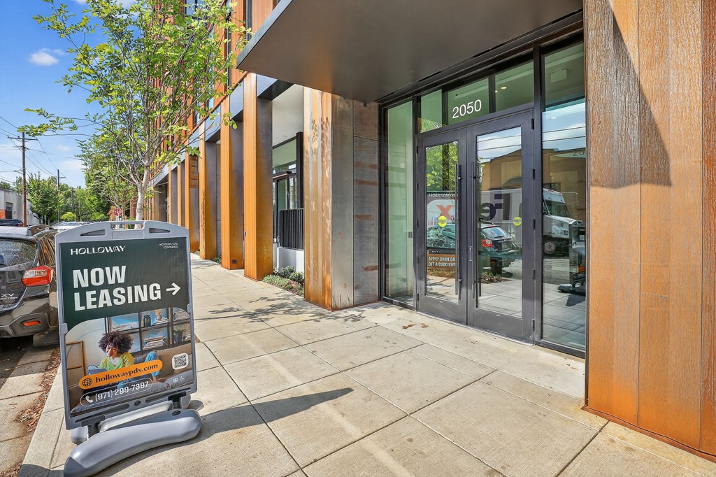 A sign outside a building advertises