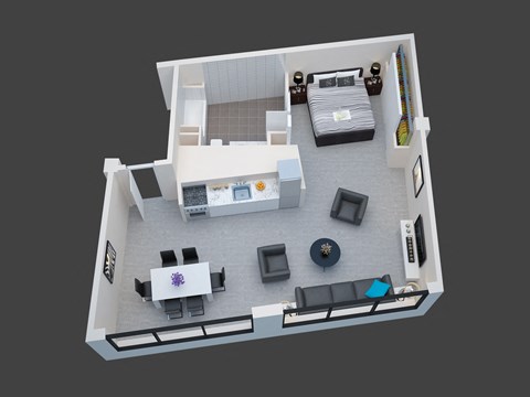 One bedroom one bathroom  Floor Plan at San Fernando Building, Los Angeles, 90013