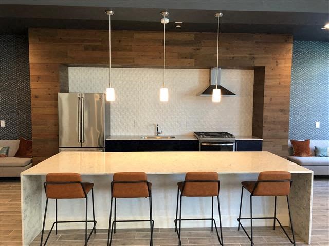 Clubhouse Kitchen and Dining Area at Metro Mission Valley, San Diego