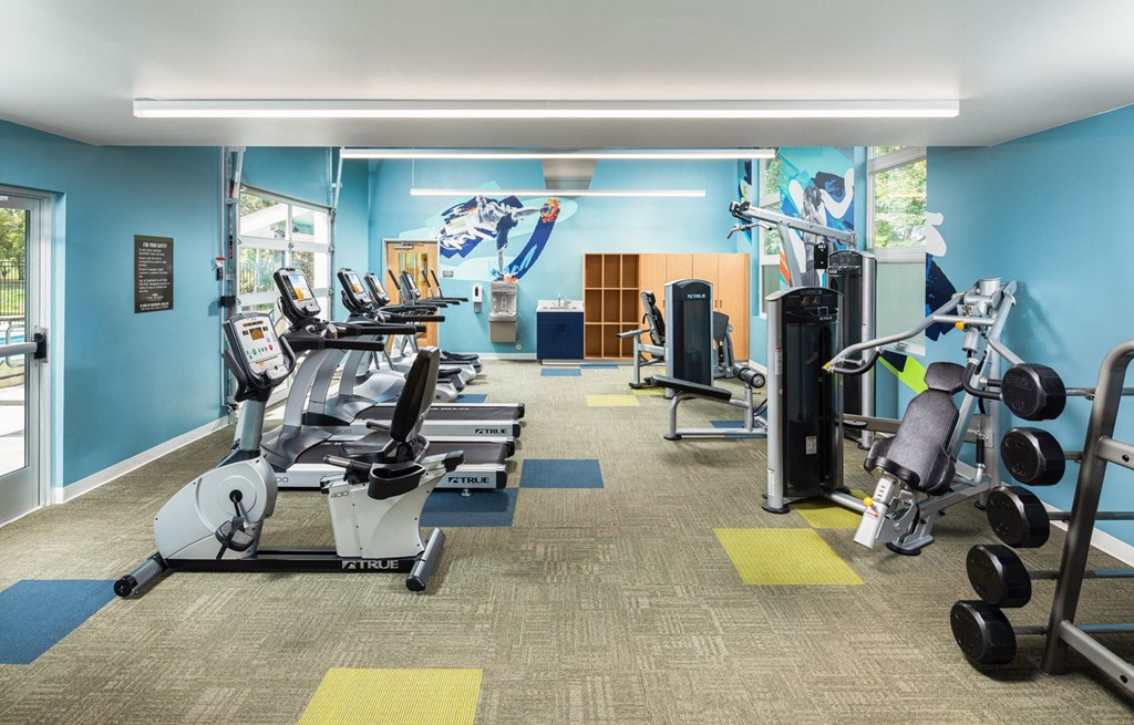 Fitness Center with Cardio Equipment and Weights