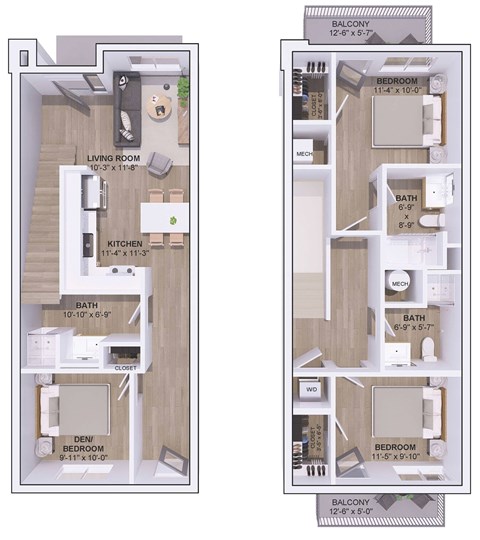 A diagram shows the layout of a two-bedroom apartment.