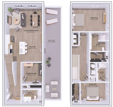 A set of four images showing different layouts of a house.