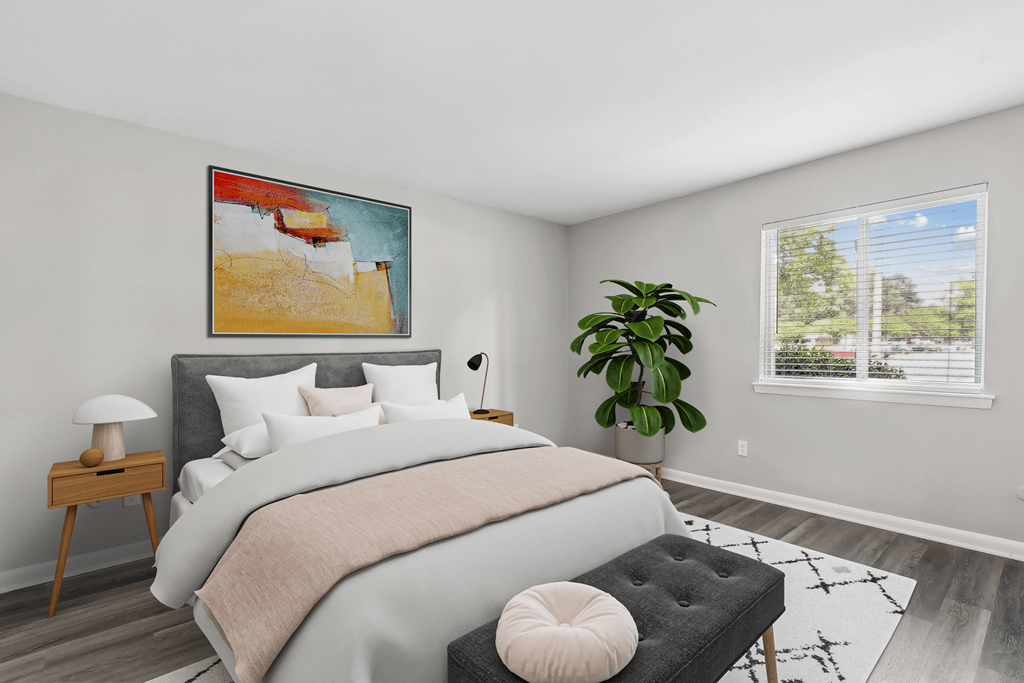 an example of a bedroom with a bed and a window