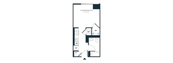 A floor plan of a living/sleeping area that is 12 feet by 12 feet.