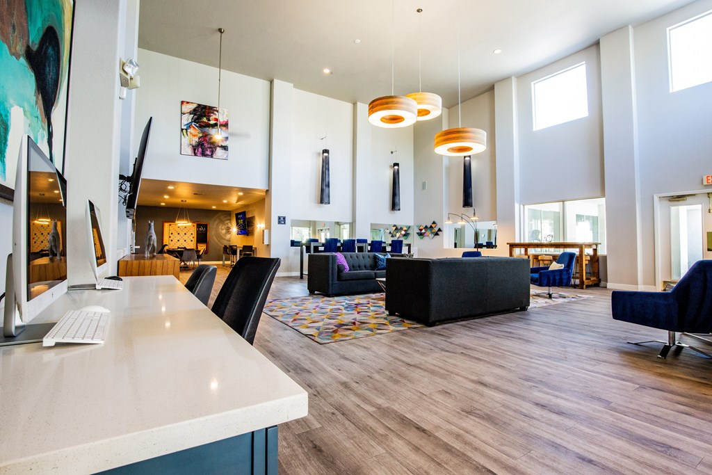 Club house with work station