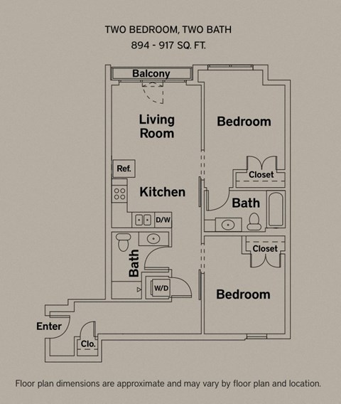 894 sq ft floorplan