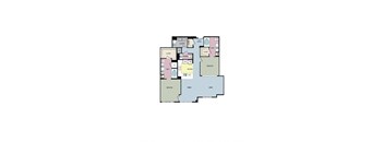 2B Floor Plan at mResidences Miracle Mile, Los Angeles, CA, 90036