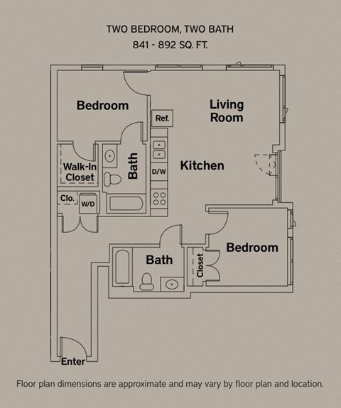 892 sq ft floorplan