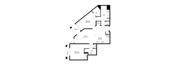 A black and white floor plan of a house with labeled rooms.