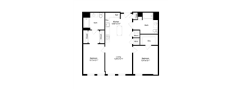 A black and white image of a floor plan for a house.
