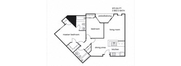 A black and white image of a house floor plan with a total area of 973 square feet.