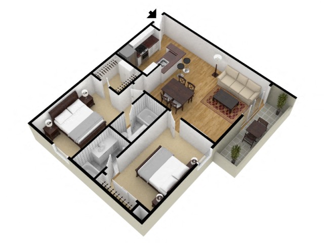 Beautiful 2 Bed 2 Bath Floor Plan at The Chadwick, Los Angeles, CA, 90004