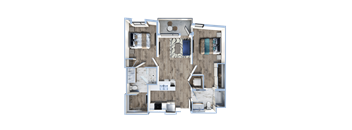 3d floor plan of a bedroom apartment