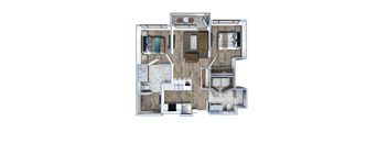 3d floor plan of a bedroom apartment