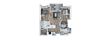 a 3d rendering of a floor plan of a house