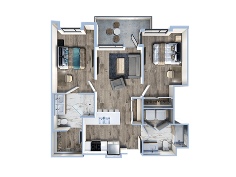 a 3d rendering of a floor plan of a house