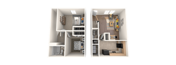 a rendering of a 3d floor plan of a house