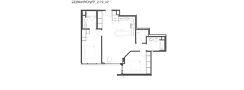 A floor plan of a building with multiple rooms and labeled sections.