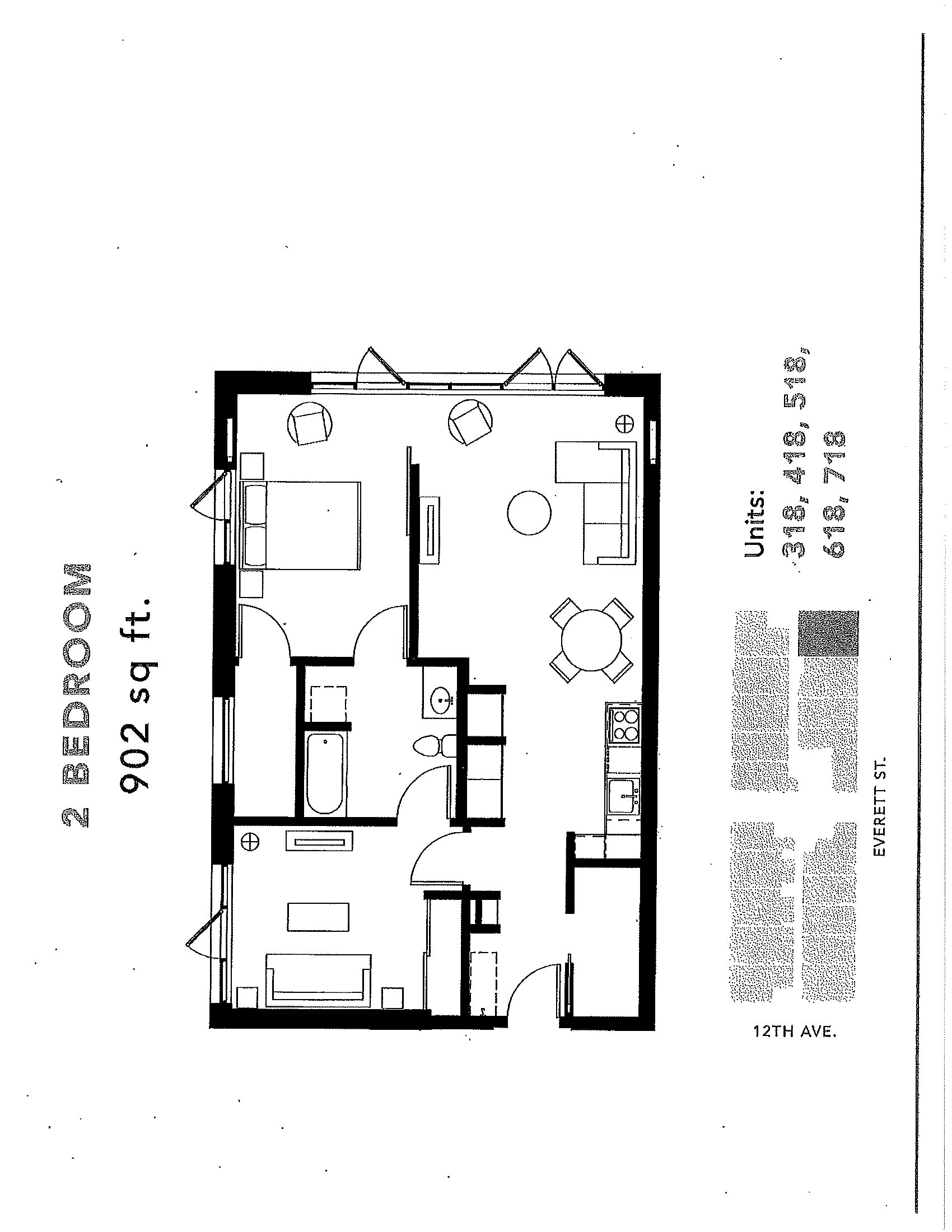 2x 1 A floor plan  at mResidences Portland Pearl District, Portland, OR