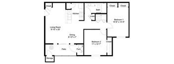 A black and white image of a house floor plan.