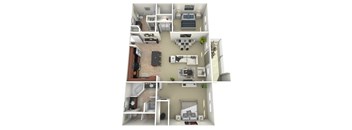 A series of images showing different layouts of a small apartment.