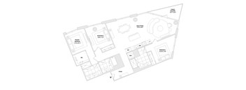 A floor plan of a three bedroom