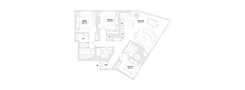 A floor plan of a three bedroom