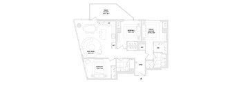 A floor plan of a three bedroom