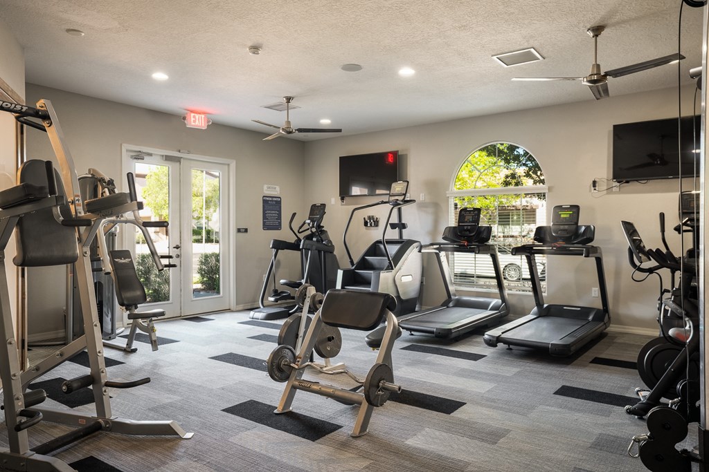 the gym at the village at cortland apartments in cortland oh