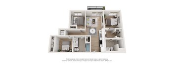 a 3d floor plan of a house with a bedroom and a living room