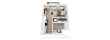 a 3d floor plan of a bedroom with a bathroom