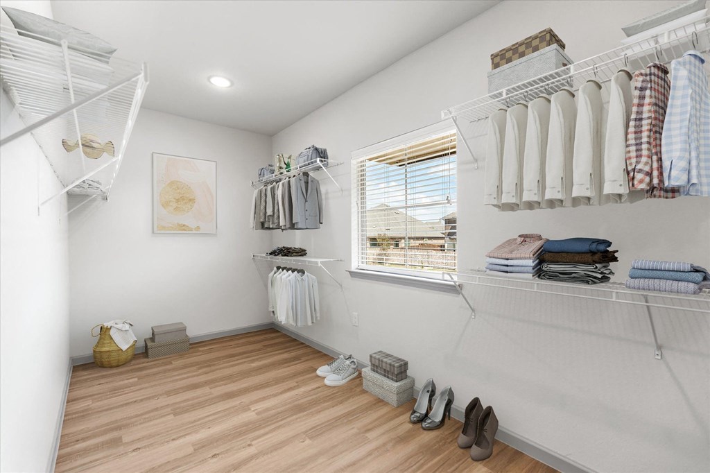 spacious walk in closet
