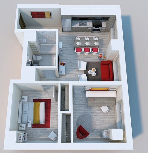 a floor plan of a one bedroom apartment
