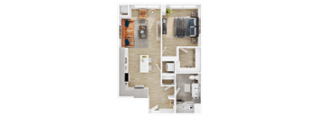 a floor plan of a house with a bedroom and a living room