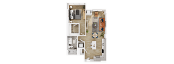 a floor plan of a house with a bedroom and a living room