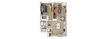 a floor plan of a house with a bedroom and a living room