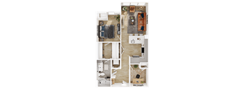 a rendering of a 3d floor plan of a house