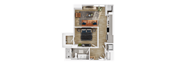 a birds eye view of a bedroom floor plan of a house