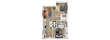 a birds eye view of a bedroom floor plan of a house