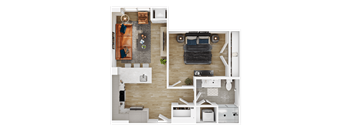 a floor plan of a house with a bedroom and a living room